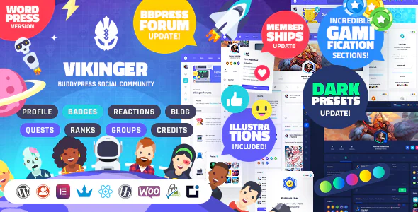 Vikinger v1.9.40 - BuddyPress and GamiPress Social Community - WordPress Theme