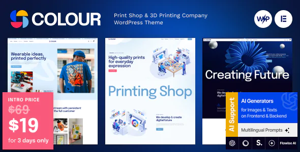 Colour v1.0 - Print Shop & 3D Printing Company WordPress Theme